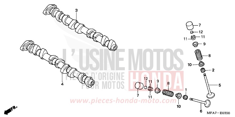 ARBRE A CAMES/SOUPAPE de CBF1000 ABS QUASAR SILVER METALLIC (NHA48) de 2007